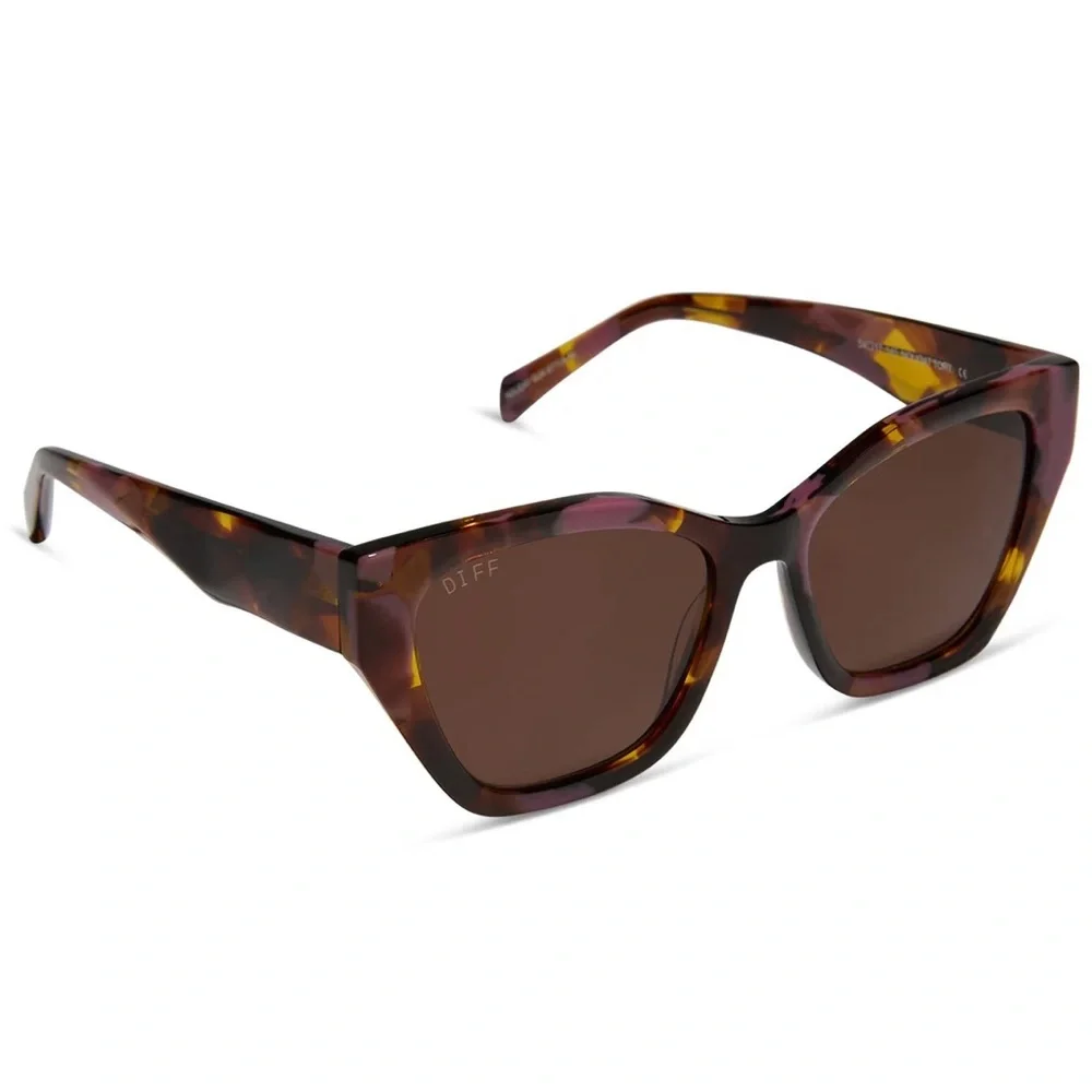 DIFF Evie Sunglasses Torino Tortoise Brown Pink Frame Brown Lens NWT